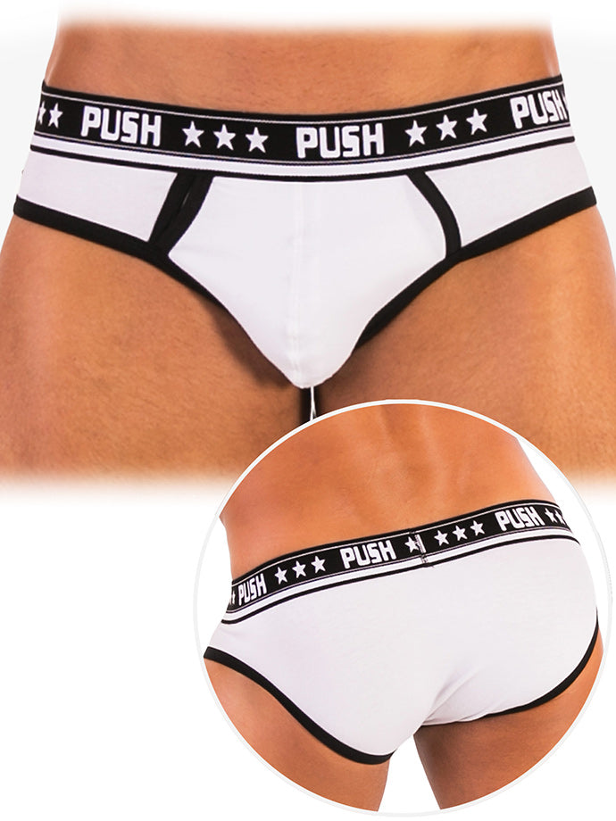 '- Push - Premium Cotton Brief - Weiß/Schwarz