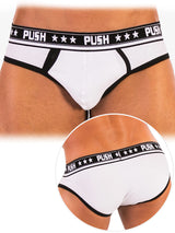 '- Push - Premium Cotton Brief - Weiß/Schwarz