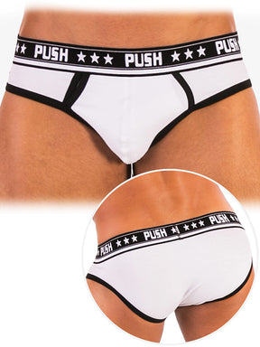 '- Push - Premium Cotton Brief - Weiß/Schwarz