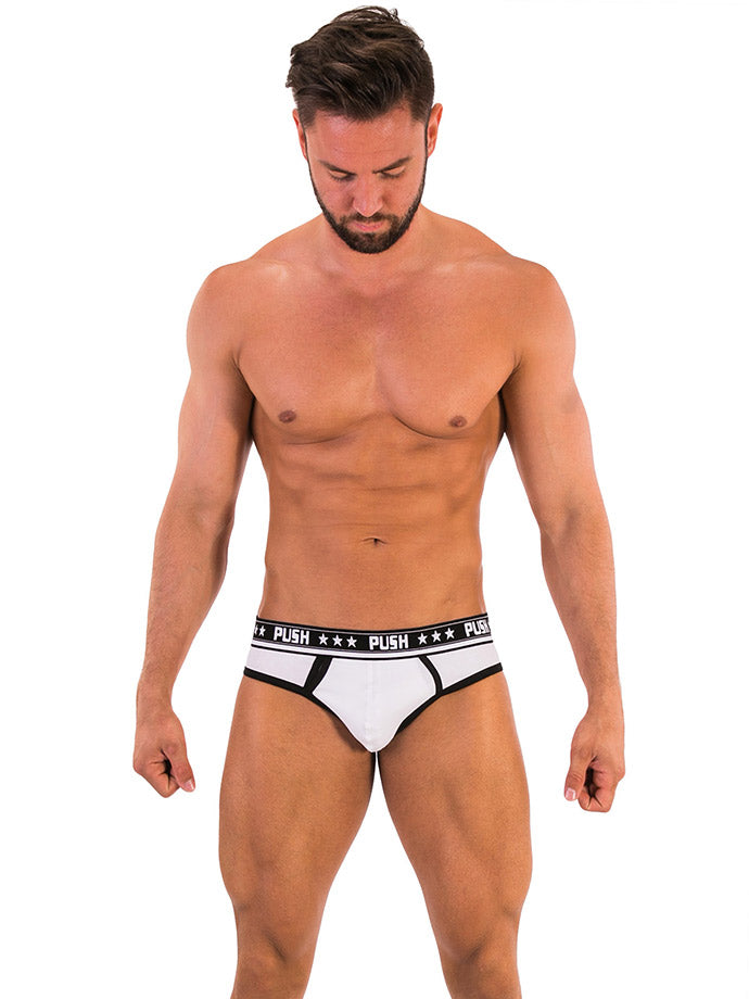 '- Push - Premium Cotton Brief - Weiß/Schwarz
