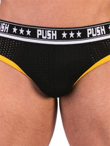'- Push - Premium Mesh Hole Brief - Schwarz/Gelb