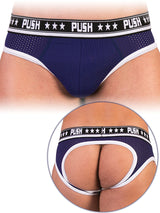 '- Push - Premium Mesh Hole Brief - Navy/Weiß