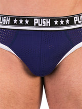 '- Push - Premium Mesh Hole Brief - Navy/Weiß
