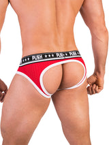'- Push - Premium Mesh Hole Brief - Rot/Weiß