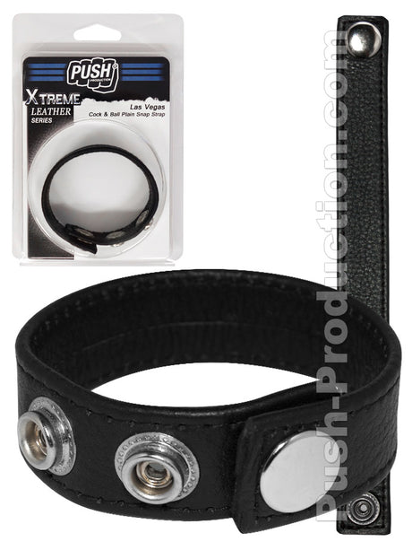 Push Xtreme Leather - Las Vegas Cock & Ball Plain Snap Strap