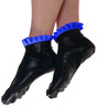 Schwarze Latex Socken mit blauen Rüschen