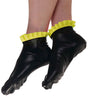 Schwarze Latex Socken mit gelben Rüschen