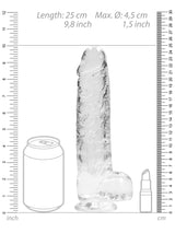 RealRock - Dildo 9 inch mit Hoden - Crystal Clear