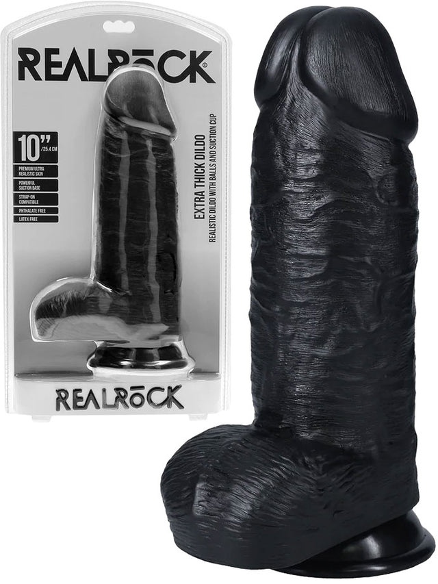 RealRock - Dildo 10 inch mit Hoden - Extra Thick