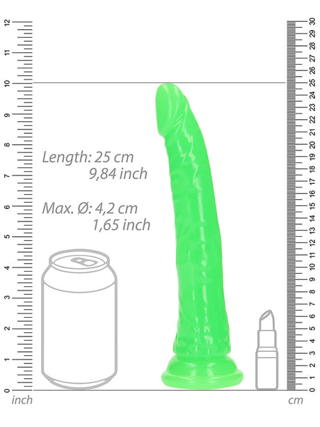RealRock - Dildo 9 inch ohne Hoden - Glow in the Dark