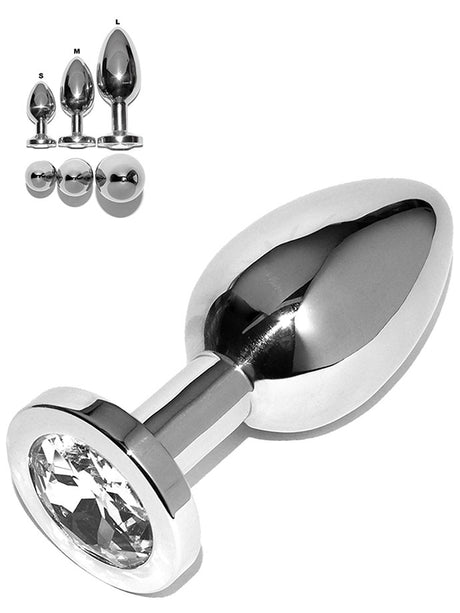 Rosebud Edelstahl Buttplug mit weißem Kristall - Small